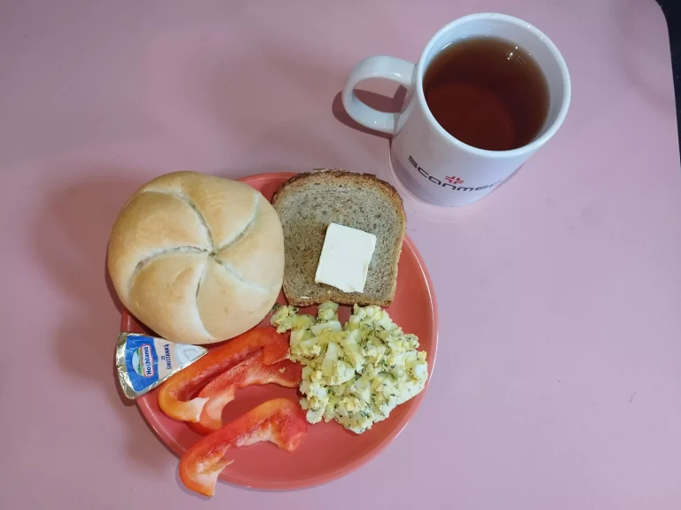Śniadanie: dieta podstawowa

buła pszenna 60g, chleb mieszany z płatkami owsianymi 20g, margaryna miękka 10g, pasta jajeczna 100g, ser topiony 30g, papryka 20g, herbata czarna
A: 1,3,7
