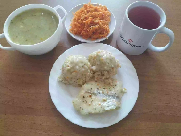 Obiad: dieta o kontrolowanej zawartości kwasów tłuszczowych

zupa brokułowa 450ml, ryż brązowy 100g, ryba pieczona 120g, marchewka tarta z jabłkiem 110g, woda z sokiem owocowym