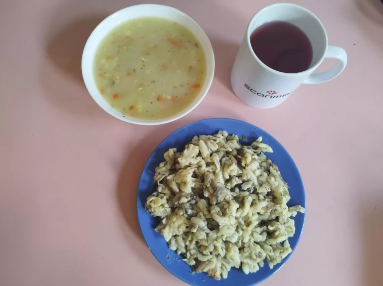 Obiad: dieta podstawowa

zupa kalafiorowa 450ml, zapiekanka makaronowa z pieczarkami i szynką 350g, woda z sokiem
A 1,3,7
