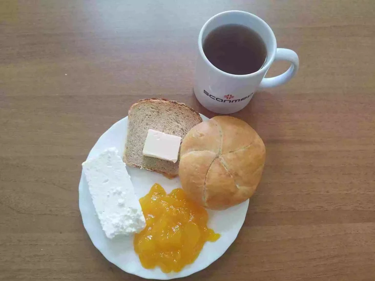 Śniadanie: dieta podstawowa

bułka pszenna 60g, chleb mieszany z płatkami owsianymi 20g, margaryna miękka 10g, twaróg w kawałku 100g, dżem 70g, czarna herbata
A 1,7

