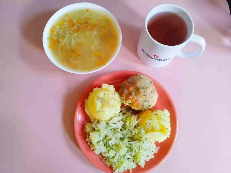 Obiad: dieta podstawowa

zupa ryżowa 450ml, ziemniaki gotowane 150g, kotlet mielony drobiowo-wieprzowy duszony w sosie koperkowym 120g, kapusta biała na ciepło 110g, woda z sokiem owocowym
A: 3

