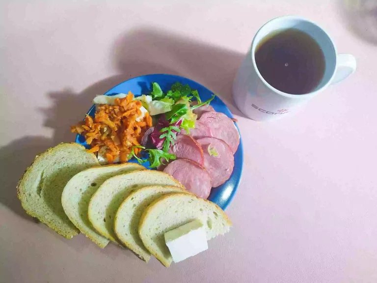 Śniadanie: dieta podstawowa

chleb pszenny 60g, chleb mieszany z płatkami owsianymi 20g, margaryna miękka 10g, ryba po grecku 70g, wędlina 60g, mix sałat, herbata czarna
A: 1,4,7,9

