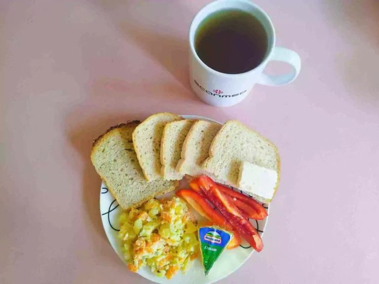 Śniadanie: dieta podstawowa

chleb pszenny 60g, chleb mieszany z płatkami owsianymi 20g, owsianka na mleki 150ml, margaryna miękka 10g, sałatka jarzynowa 100g, ser topiony 30g, papryka 40g
A: 1,3,7,9
