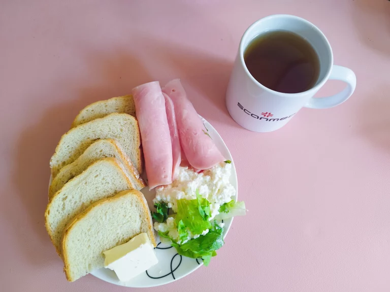 Śniadanie: dieta podstawowa chleb pszenny 70g, margaryna miękka 10g, wędlina 60g, twarożek 100g, mix sałat, herbata czarna
A: 1,7
