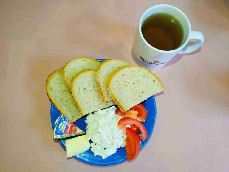 Śniadanie: dieta podstawowa

chleb pszenny 60g, chleb mieszany z płatkami owsianym 20g, margaryna miękka 10g, twarożek 100g, serek topiony 30g, pomidor 50g, herbata czarna
A: 1,7
