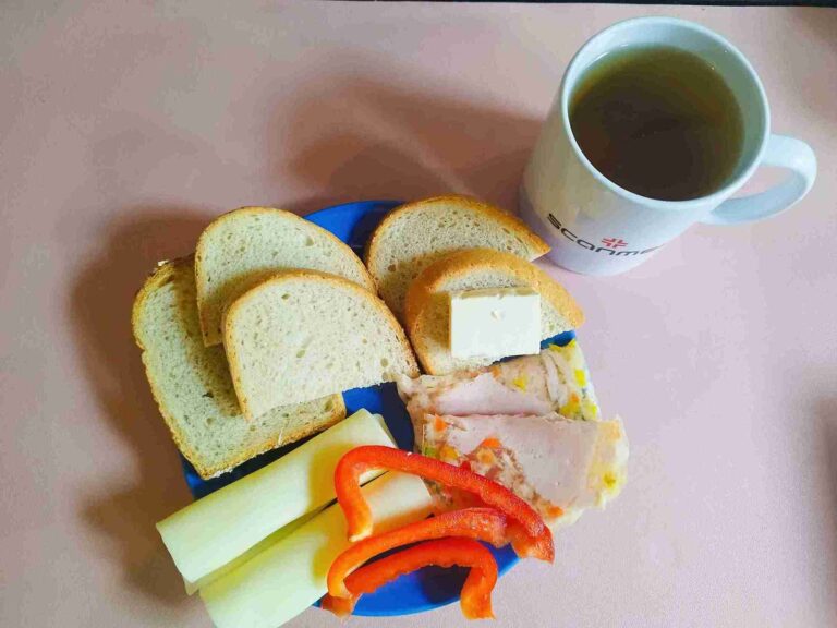 Śniadanie: dieta podstawowa

chleb pszenny 60g, chleb mieszany z płatkami owsianymi 20g, margaryna miękka 10g, wędlina 60g, ser żółty 40g, papryka 40g, herbata czarna
A: 1,7
