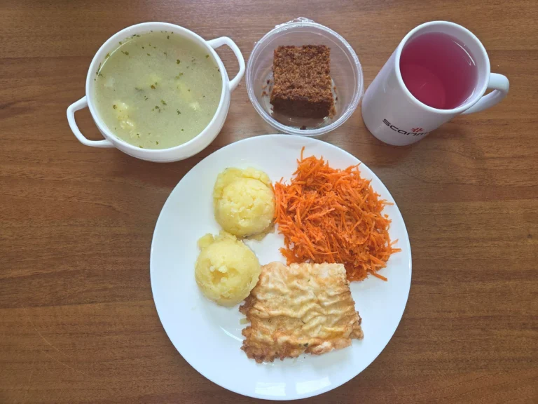 obiad dieta podstawowa: zupa brokułowa 450ml, smażona ryba w panierce 110g, zemniaki gotowane 150g, surówka z tartej marchewki 120g, woda z sokiem owocowym, ciasto marchewkowe
A: 1,3,4 obiad dieta podstawowa: zupa brokułowa 450ml, smażona ryba w panierce 110g, zemniaki gotowane 150g, surówka z tartej marchewki 120g, woda z sokiem owocowym, ciasto marchewkowe
A: 1,3,4